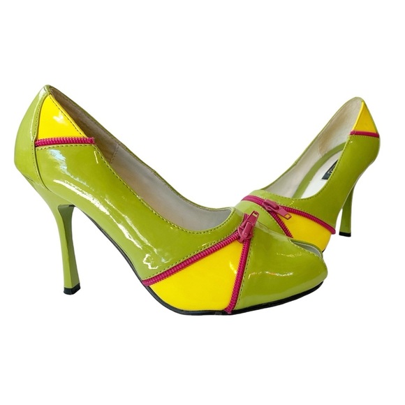 Vintage Y2K Splash Neon Zipper Peep Toe Heels Size 6.5 - Picture 12 of 14